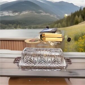 New Vtg Villemontby CRISTAL D'ARQUES-DURAND 1/4 Lb Covered Butter Dish Crystal